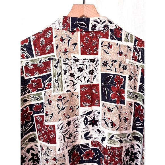 VINTAGE‎ 100% Silk Blouse Size 2X Floral Corrage Hawaiian Summer Beach Vacation - Picture 6 of 10